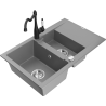 Mexen Gaspar harmaa 1,5-osainen graniittiallas valutustasolla ja Carla-keittiöhanalla - 6507-71-670700-70