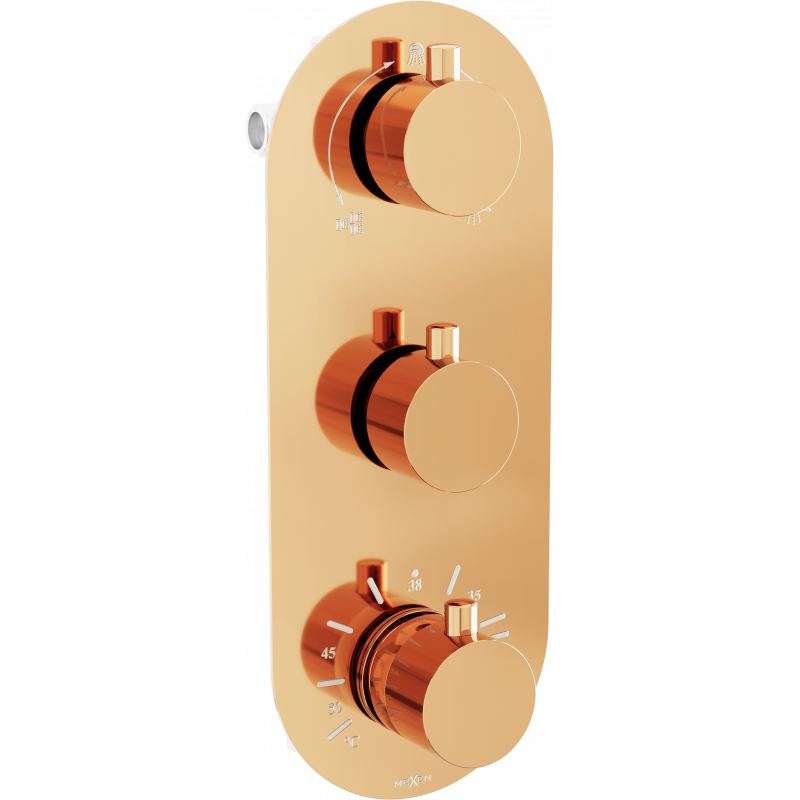 Mexen Kai thermostatic bath and shower mixer 3-way, rose gold - 77603-60