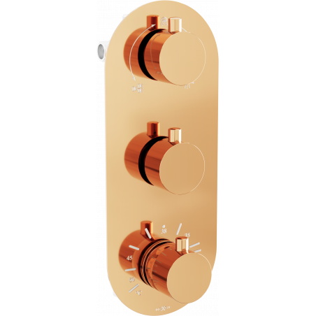 Mexen Kai grifo de bañera y ducha termostático de 3 salidas, oro rosa - 77603-60