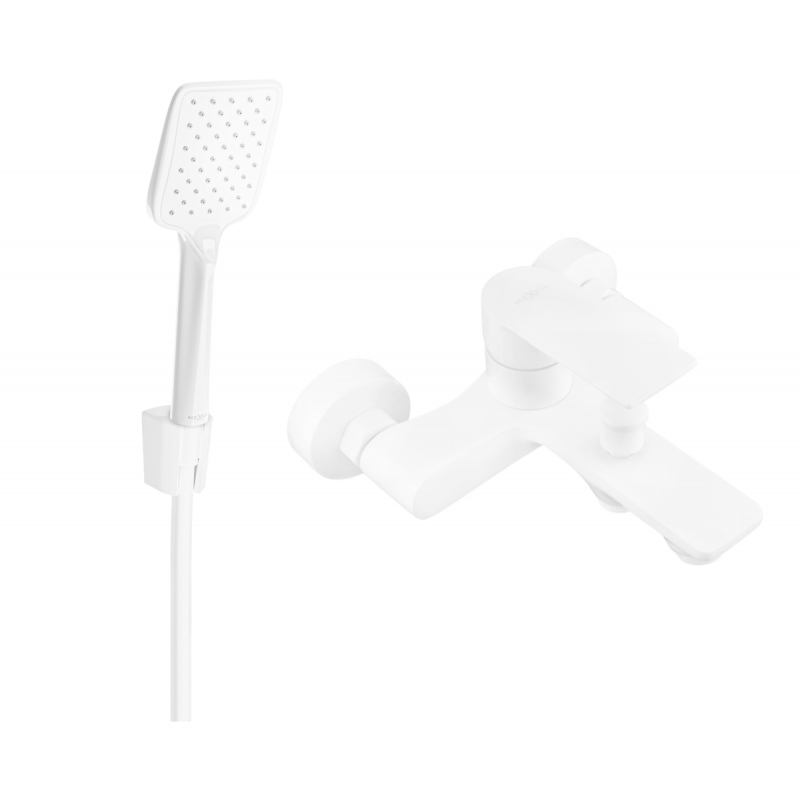 Mexen Royo R62 bath mixer with shower set, white - 7223R62-20