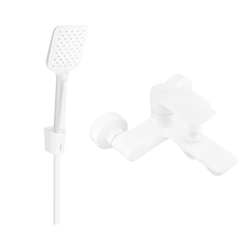 Mexen Royo R62 bathtub faucet with shower set, white - 7223R62-20