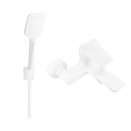 Mexen Royo R62 bathtub faucet with shower set, white - 7223R62-20