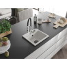 Mexen Milo granit gootsteen 1-komma met keukenmengkraan Aster, wit - 6505-20-73450-07-B