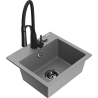 Mexen Milo fregadero de granito de 1 cubeta con grifo de cocina Aster, gris - 6505-71-73450-70-B