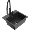 Mexen Milo fregadero de granito 1-cubeta con grifo de cocina Aster, negro moteado - 6505-76-73450-70-B