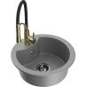 Mexen Diego 1-bowl granite sink with Aster kitchen tap, grey - 6512-71-73450-57-B