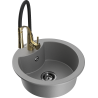 Mexen Diego fregadero de granito de 1 seno con grifo de cocina Aster, gris - 6512-71-73450-57-B