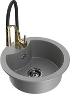 Mexen Diego fregadero de granito de 1 seno con grifo de cocina Aster, gris - 6512-71-73450-57-B