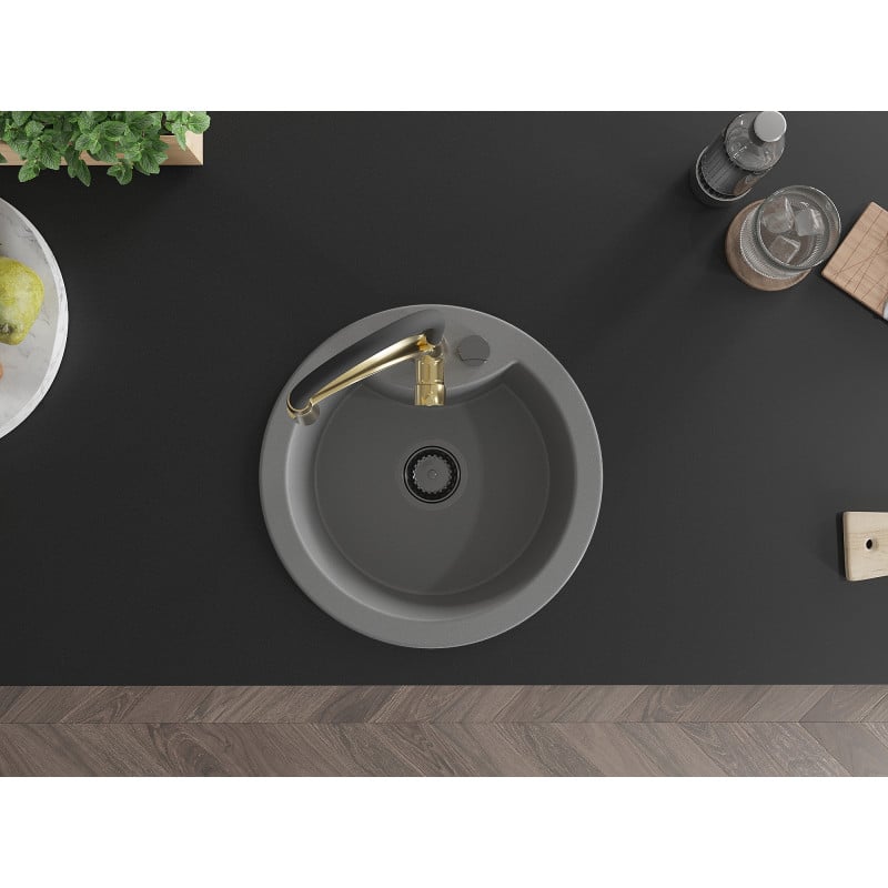 Mexen Diego fregadero de granito de 1 seno con grifo de cocina Aster, gris - 6512-71-73450-57-B