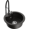 Mexen Diego 1-bowl granite sink with Aster kitchen mixer, black/golden metallic - 6512-75-73450-70