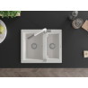 Mexen Carlos granieten spoelbak met 1,5 kompartiment met Flora keukenmengkraan, wit - 6518-20-670401-02