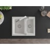 Mexen Carlos granite sink 1.5-bowl with Flora kitchen tap, white - 6518-20-670401-02