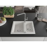 Mexen Carlos fregadero de granito de 1,5 senos con grifo de cocina Flora, blanco - 6518-20-670401-06