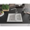 Mexen Carlos granite sink 1.5-bowl with Flora kitchen tap, white - 6518-20-670401-06