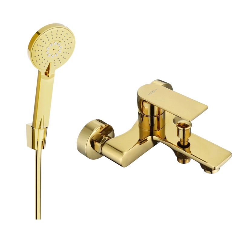 Mexen Royo R40 bathtub faucet with shower set, gold - 7223R40-50