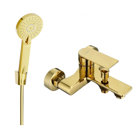 Mexen Royo R40 bathtub faucet with shower set, gold - 7223R40-50