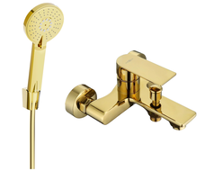 Mexen Royo R40 bathtub faucet with shower set, gold - 7223R40-50