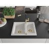 Mexen Carlos granitische spoelbak 1,5-comparteiment met keukenmengkraan Flora, wit - 6518-20-670401-57-G