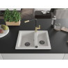 Mexen Carlos fregadero de granito de 1,5 senos con grifo de cocina Flora, blanco - 6518-20-670401-57-B