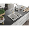Mexen Carlos évier en granit 1,5 cuve avec robinet de cuisine Flora, blanc - 6518-20-670401-57-B