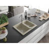 Mexen Carlos fregadero de granito 1,5-completo con grifo de cocina Flora, beige - 6518-69-670401-00