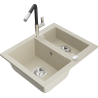 Mexen Carlos lavello in granito 1,5 vasca con miscelatore cucina Flora, beige - 6518-69-670401-07