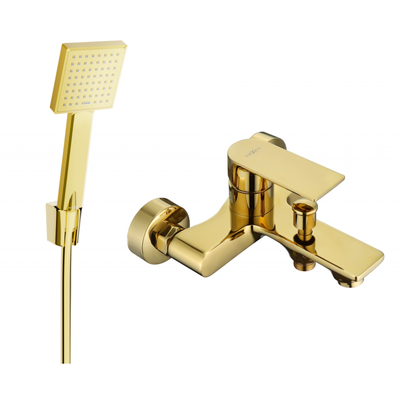Mexen Royo R45 badkuipkraan met doucheset, goud - 7223R45-50