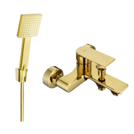 Mexen Royo R45 bathtub faucet with shower set, gold - 7223R45-50