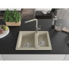 Mexen Carlos granitische spoelbak 1,5-kompartiment met keukenmengkraan Flora, beige - 6518-69-670401-09
