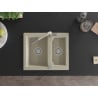 Mexen Carlos granite sink 1.5-bowl with Flora kitchen tap, beige - 6518-69-670401-09