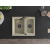 Mexen Carlos 1.5-bowl granite sink with Flora kitchen tap, beige - 6518-69-670401-57-B