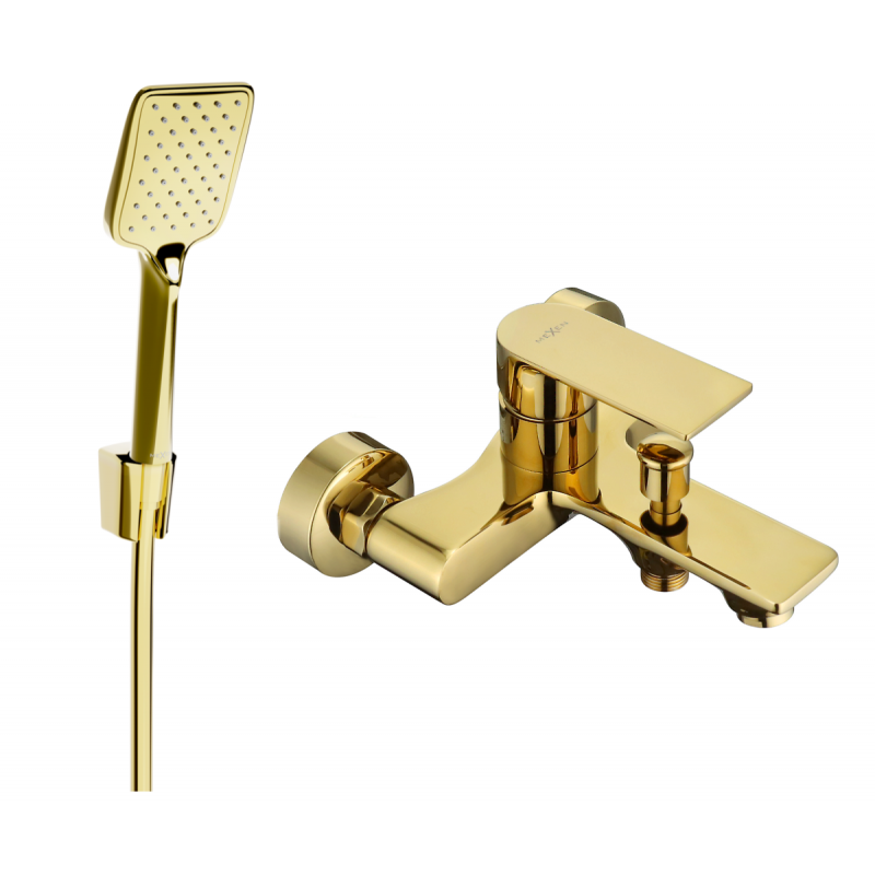 Mexen Royo R62 torneira de banheira com conjunto de duche, dourada - 7223R62-50