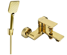 Mexen Royo R62 bathtub faucet with shower set, gold - 7223R62-50