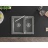 Mexen Carlos fregadero de granito de 1,5 compartimentos con grifo de cocina Flora, gris - 6518-71-670401-00