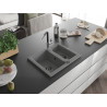 Mexen Carlos fregadero de granito 1,5 senos con grifo de cocina Flora, gris - 6518-71-670401-07-B