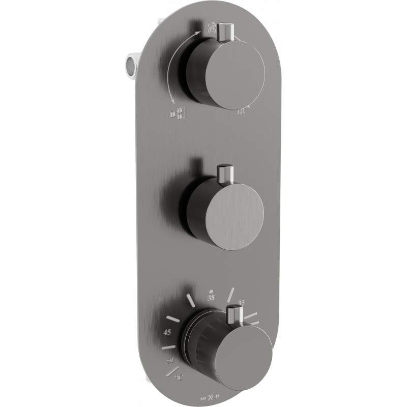Mexen Kai thermostatesch Bad-Dusch-Batterie 3-Ausgang, Grafit - 77603-66