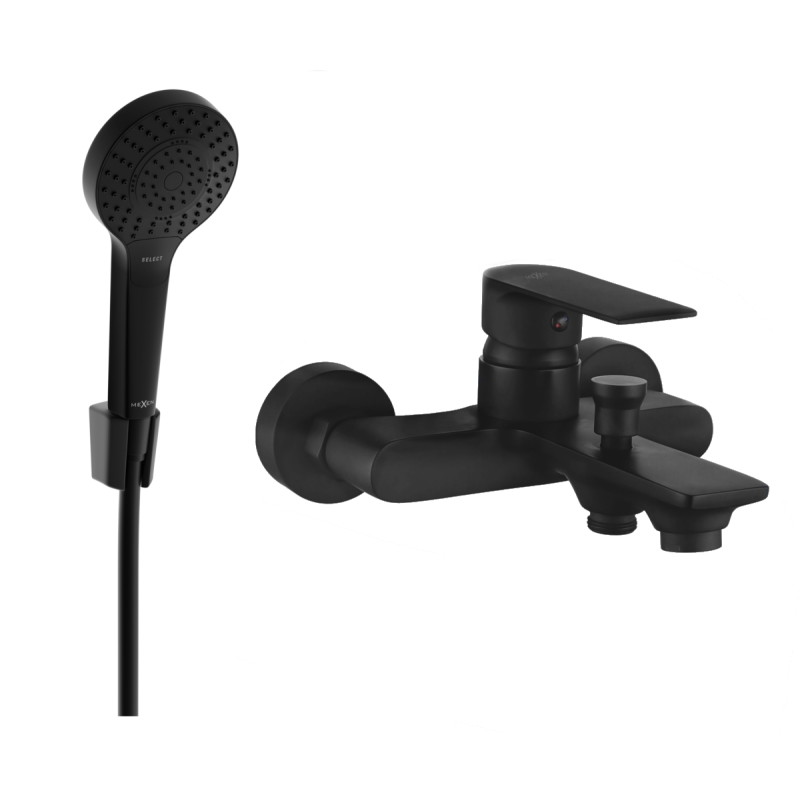 Mexen Royo R05 crna slavina za kadu s tušem, crna - 7223R05-70