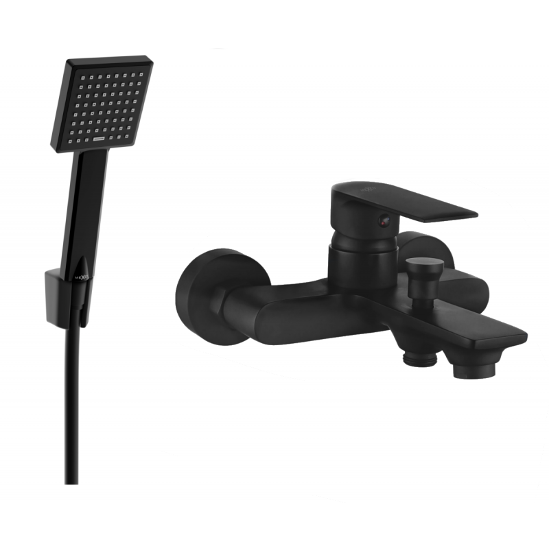 Mexen Royo R45 bath faucet with shower set, black - 7223R45-70