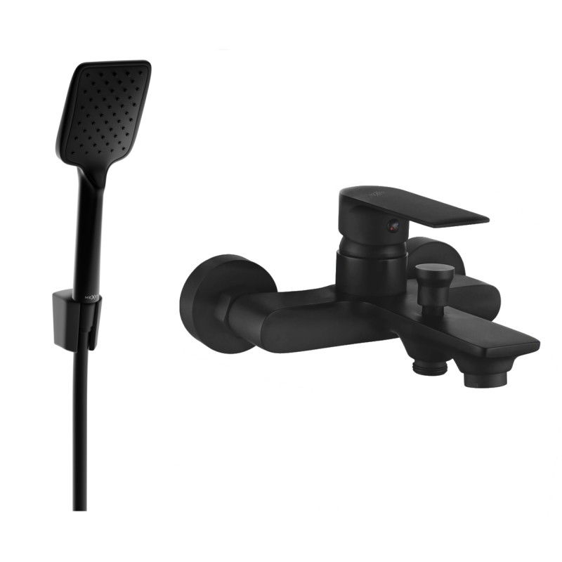 Mexen Royo R62 bathtub faucet with shower set, black - 7223R62-70