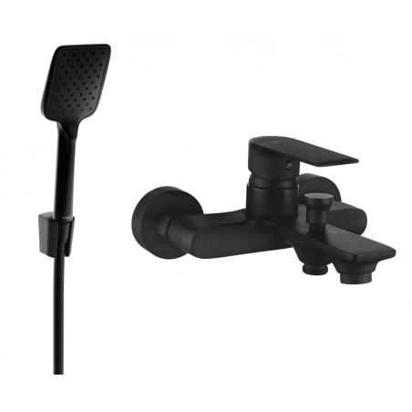 Mexen Royo R62 bathtub faucet with shower set, black - 7223R62-70