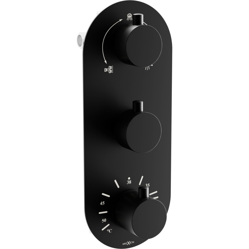 Mexen Kai thermostatic 3-outlet bathtub and shower faucet, black - 77603-70