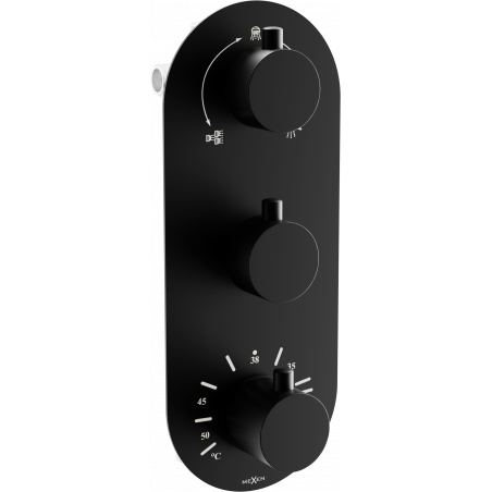 Mexen Kai thermostatische bad-douchekraan 3-weg, zwart - 77603-70