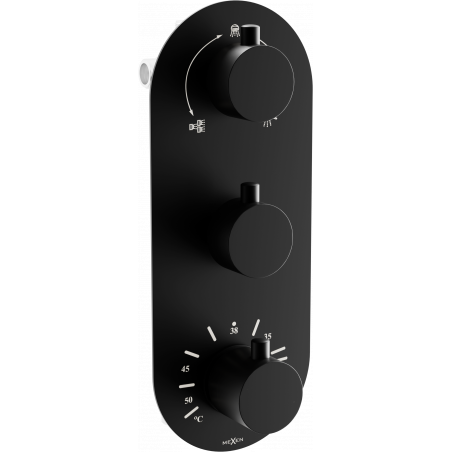 Mexen Kai thermostatische badkuip-doucheset met 3 uitgangen, zwart - 77603-70