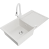 Mexen Leo fregadero de granito de 1 seno con escurridor y grifo de cocina Elia, blanco - 6501-20-670101-20