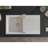 Mexen Leo fregadero de granito de 1 cubeta con escurridor y grifo de cocina Elia, blanco - 6501-20-670101-50