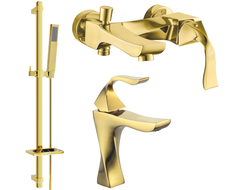 Mexen Estrella DQ02 bathtub set, gold - 72303DQ02-50