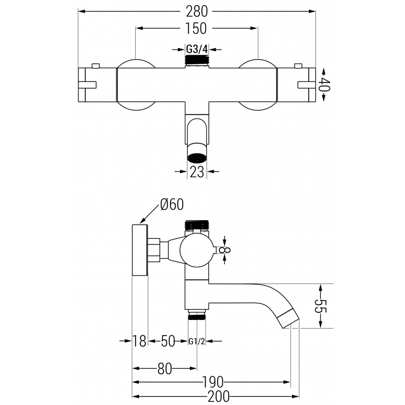 Mexen Kai termostatisk badkar-duschblandare, krom - 77900-00