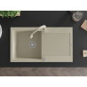Mexen Leo lavello in granito a 1 vasca con scolapiatti e rubinetto da cucina Elia, beige - 6501-69-670101-69