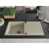 Mexen Leo fregadero de granito de 1 compartimento con escurridor y grifo de cocina Elia, beige - 6501-69-670101-70