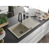 Mexen Leo granitspüle 1-becken mit abtropffläche und küchenarmatur Elia, beige - 6501-69-670101-70